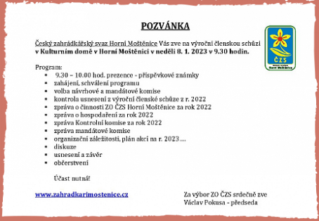 Pozvánka na VČS 2023